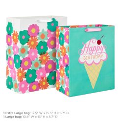 Alternative view of Hallmark - Flowers and Ice Cream 2-Pack Birthday Gift Bag Bundle