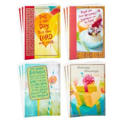 Hallmark - Colorful Assorted Religious Birthday Cards, Box of 12