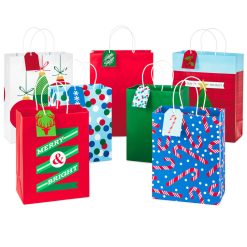 Hallmark - Colorful Christmas Gift Bags With Mix and Match Tags, Assorted Sizes and Designs