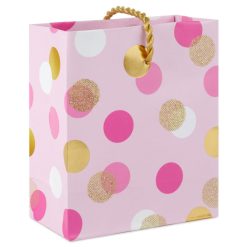 Hallmark - 4.6" Pink and Gold Dots Gift Card Holder Mini Bag