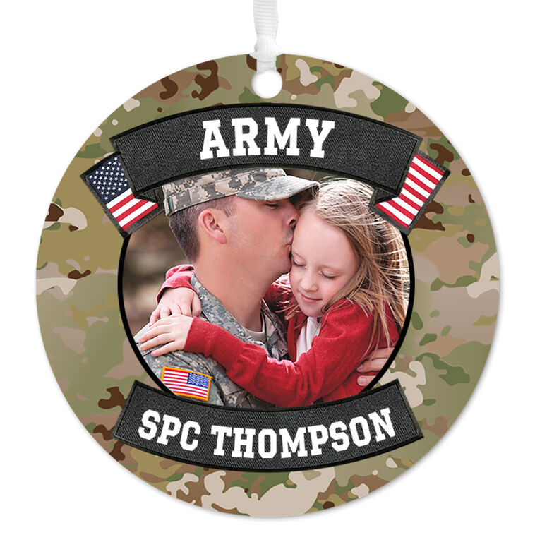 Hallmark - Army Metal Personalized Ornament, Custom Photo and Text