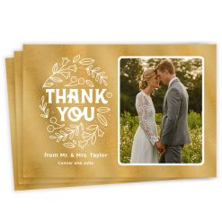 Hallmark - Whimsical Golden Foliage Flat Wedding Thank You Photo Card