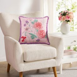 Alternative view of Hallmark - Textured Flowers on Pink Reversible Pillow, 18x18
