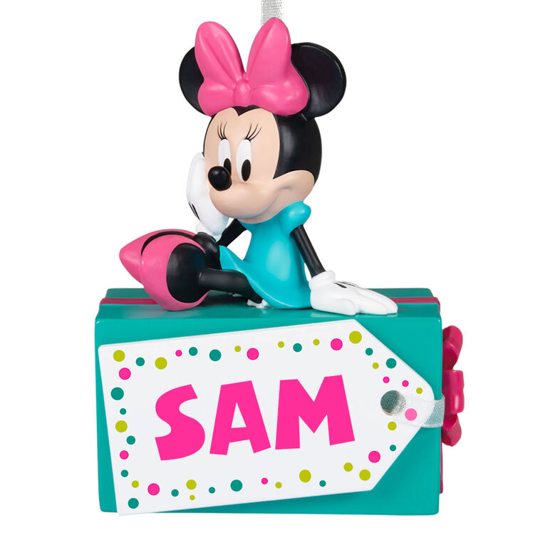Hallmark - Disney Minnie Mouse Christmas Present Personalized Ornament, Custom Text - Image 4