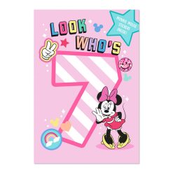 Hallmark - Disney Minnie Mouse Smiles and Rainbows 7th Birthday Card With Stickers