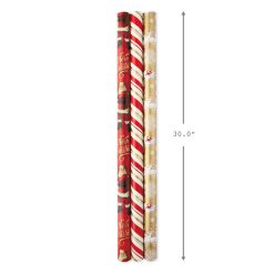 Alternative view of Hallmark - Red and Gold 3-Pack Reversible Christmas Wrapping Paper, 120 sq. ft.