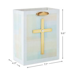 Alternative view of Hallmark - 9.6" Gold Cross on Pastel Medium Gift Bag