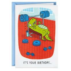 Hallmark - Don't Lift a Finger Dinosaur at Gym Funny Birthday Card