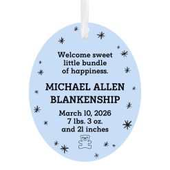 Hallmark - Vertical Oval Metal Personalized Ornament, Custom Text