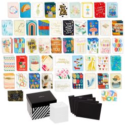 Hallmark - Festive and Colorful Assorted Blank All-Occasion Cards in Geometric Striped Organizer Box, Pack of 100