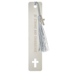 Hallmark - Be Strong and Courageous Metal Bookmark With Cross Charm