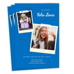 Hallmark - Blue Then and Now Flat Graduation Party Invitation