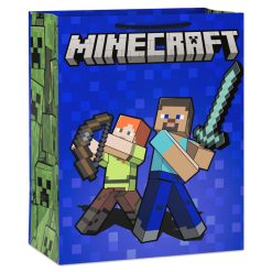 Hallmark - 13" Minecraft Alex and Steve on Blue Large Gift Bag