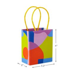 Alternative view of Hallmark - 4" Abstract Neon Shapes Mini Treat Bags With Handles, Pack of 4