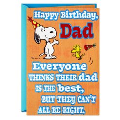 Hallmark - Peanuts Snoopy and Woodstock World's Best Dad Funny Birthday Card