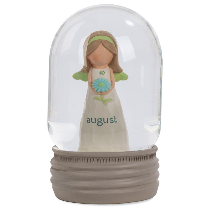 Hallmark - Blossom Bucket August Birthstone Angel Snow Globe, 4.2