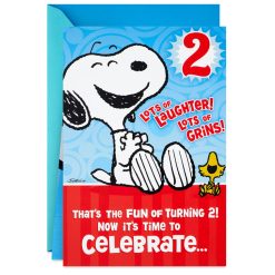 Hallmark - Peanuts Snoopy and Woodstock Pop-Up Hug 2nd Birthday Card