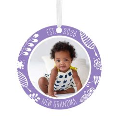 Hallmark - New Grandma Round Metal Personalized Ornament, Custom Photo and Text