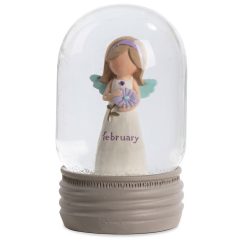 Hallmark - Blossom Bucket February Birthstone Angel Snow Globe, 4.2