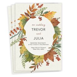 Hallmark - Autumn Leaves Wreath Flat Wedding Invitation