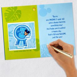 Alternative view of Hallmark - Disney Mickey Mouse and Pluto Third Birthday Card for Kid With Sticker