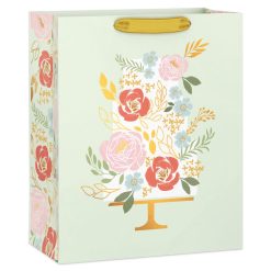Hallmark - 13" Tiered Floral Cake on Light Green Large Gift Bag