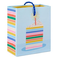 Hallmark - 4.6" Colorful Cake Slice on Blue Gift Card Holder Mini Bag