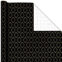 Hallmark - Shadow Diamonds on Metallic Black Wrapping Paper Roll, 17.5 sq. ft.