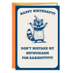Hallmark - Enthusiasm Not Rabies Funny Blank Birthday Card