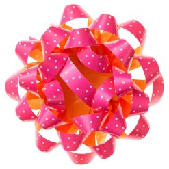 Hallmark - 4.6" White Mini Dots on Pink Gift Bow