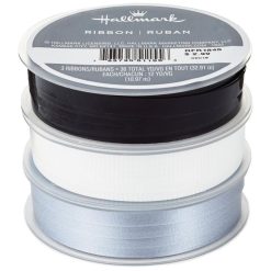 Hallmark - White/Black/Silver 3-Pack Curling Ribbon, 108'