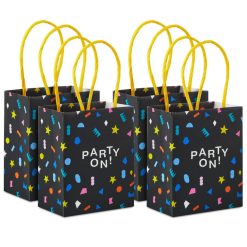 Hallmark - 4" Party On Mini Treat Bags With Handles, Pack of 4