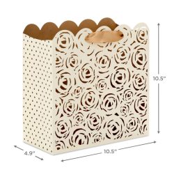 Alternative view of Hallmark - 10.4 Cream Roses Laser-Cut Large Square Gift Bag With Tissue Paper